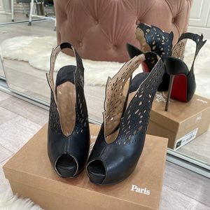 Laser Cut Black Pump Red Sole